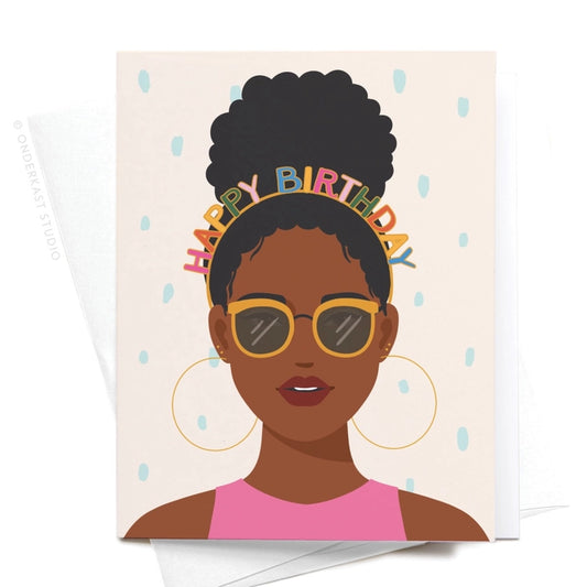 happy birthday headband greeting card