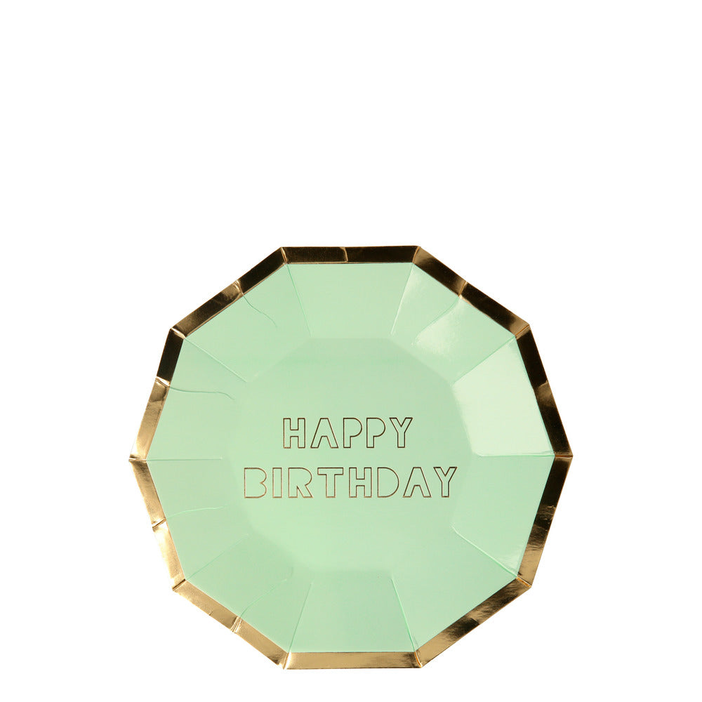 happy birthday plates - pack of 8 in 8 colours By Meri Meri