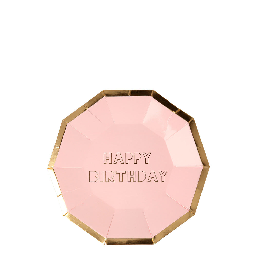 happy birthday plates - pack of 8 in 8 colours By Meri Meri