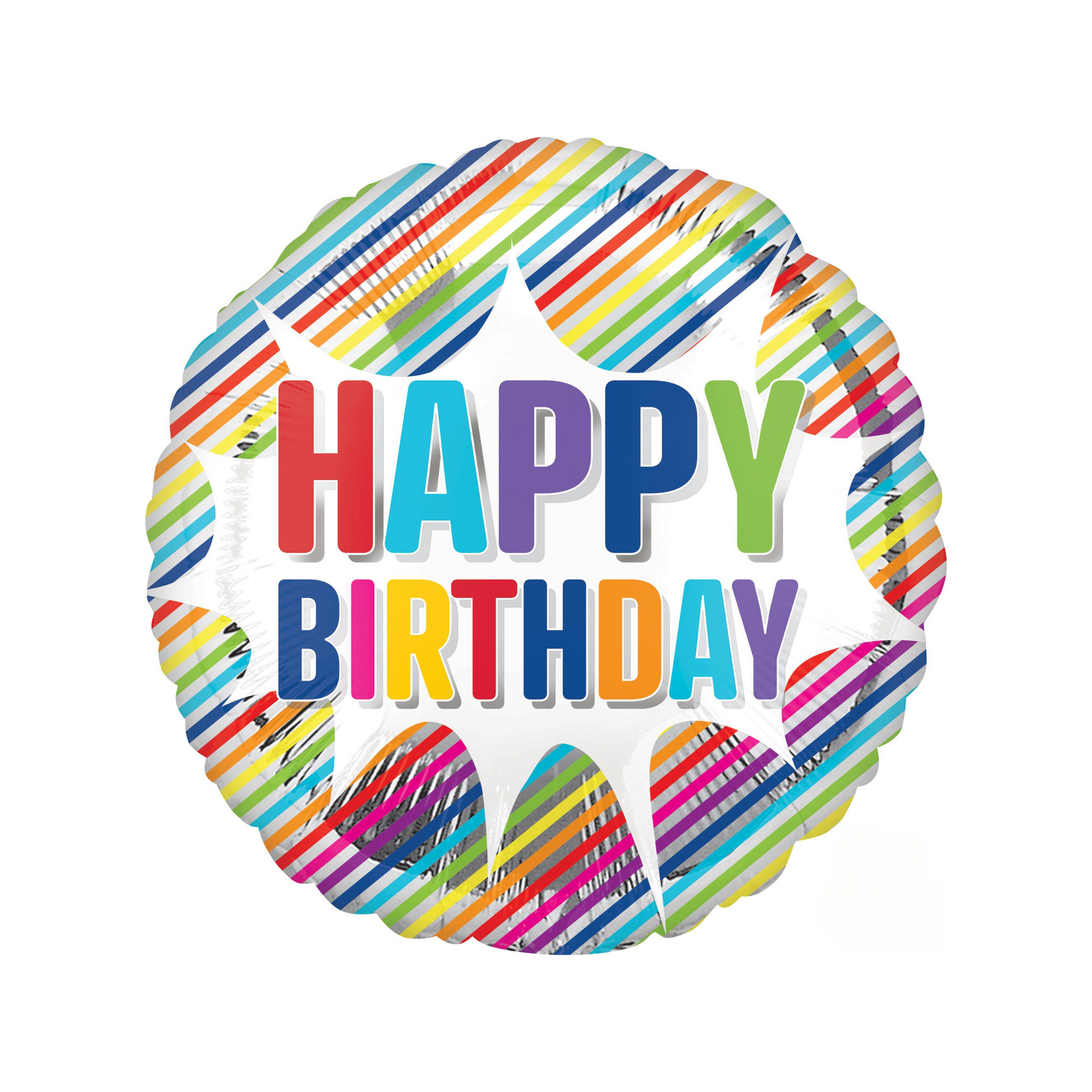 happy birthday stripe burst foil balloon 