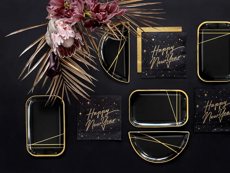 black and gold happy new year napkins