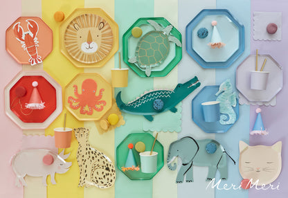 hexagon periwinkle side plates by meri meri