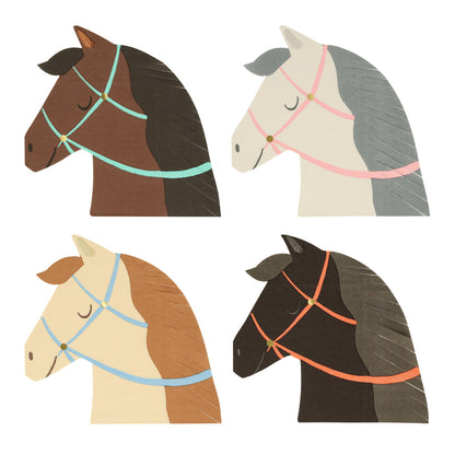 horse napkins by meri meri - pack f 16 in 4 designs 