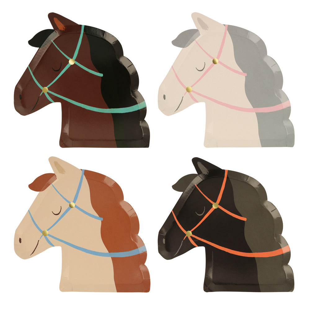 horse plates by meri meri pack of 8 in 4 designs 