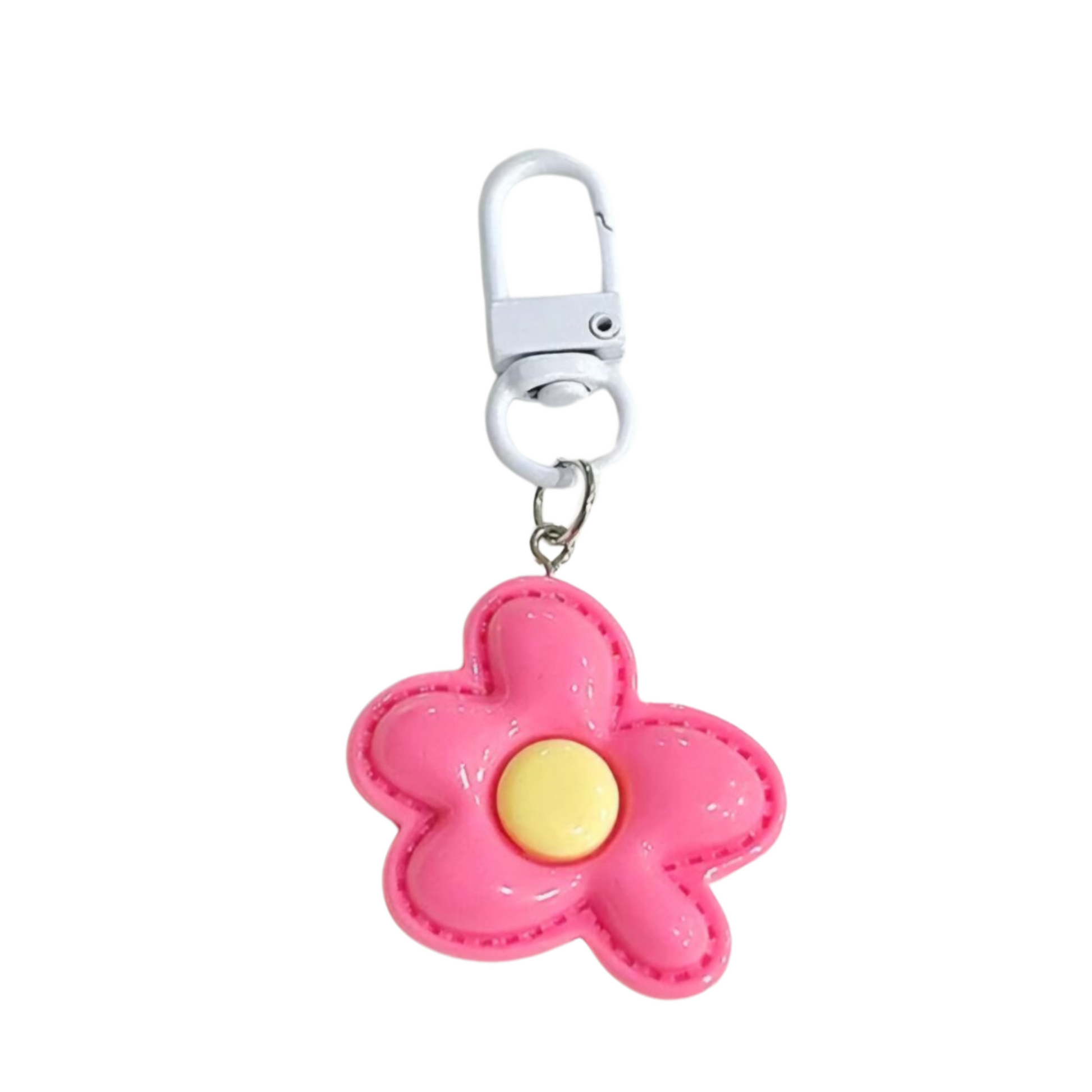 hot pink flower keychain 