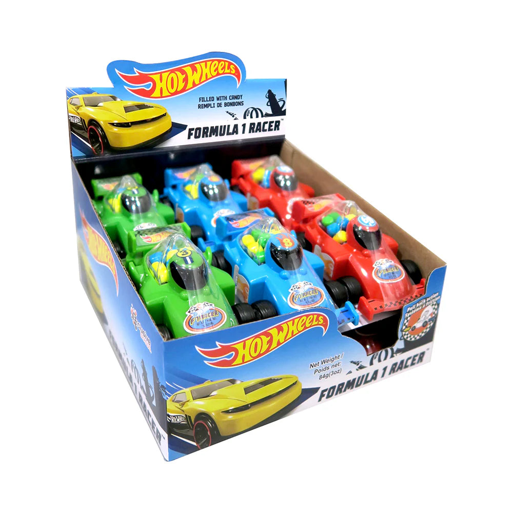 hot wheels formula 1 racer filler with candy - red, green and blue colour options for race car 