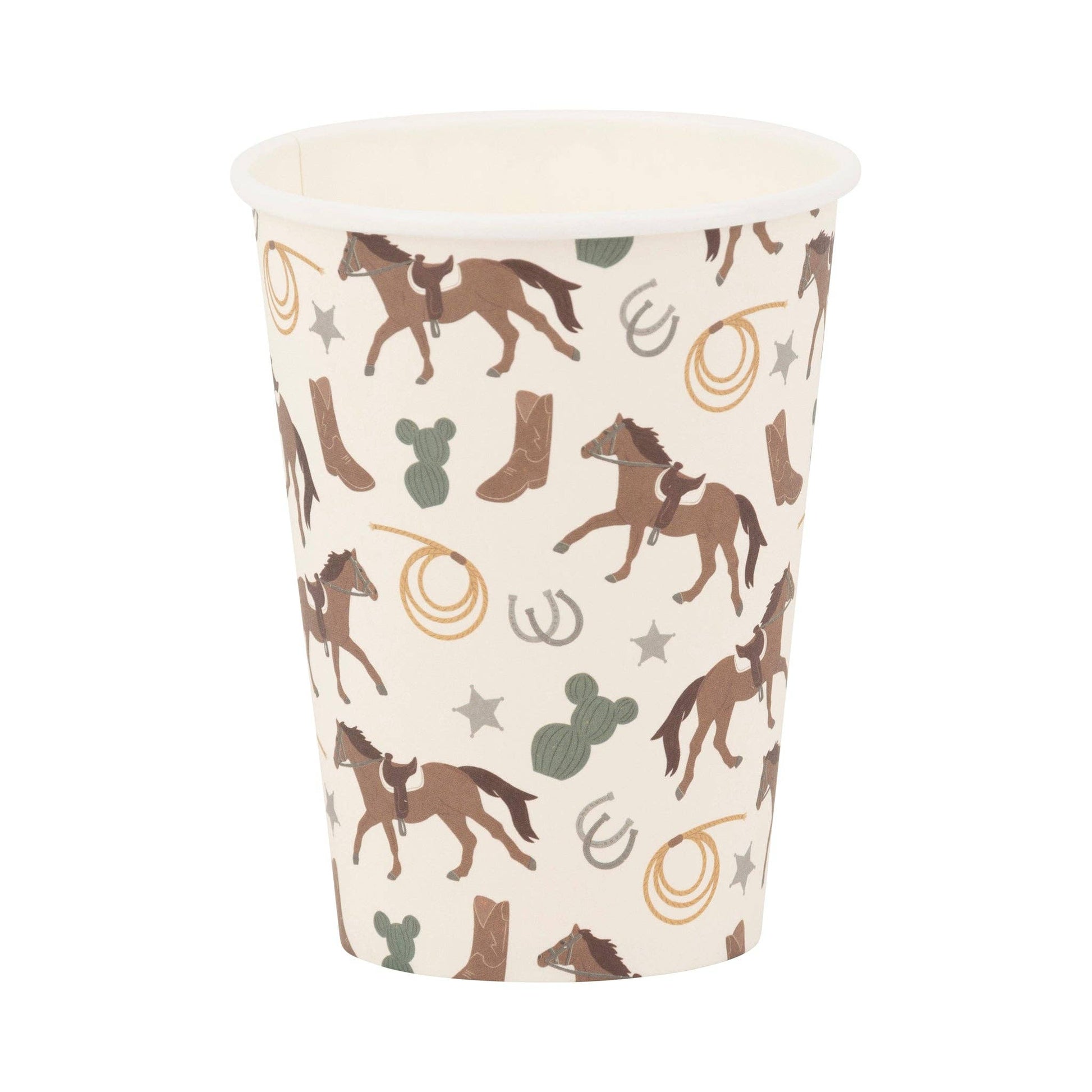 howdy paper cups - pack of 8 with cowboy icon designs 