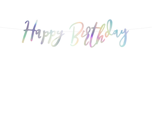 iridescent happy birthday banner 