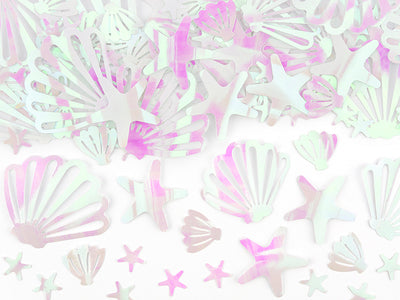 iridescent star fish and seashell confetti