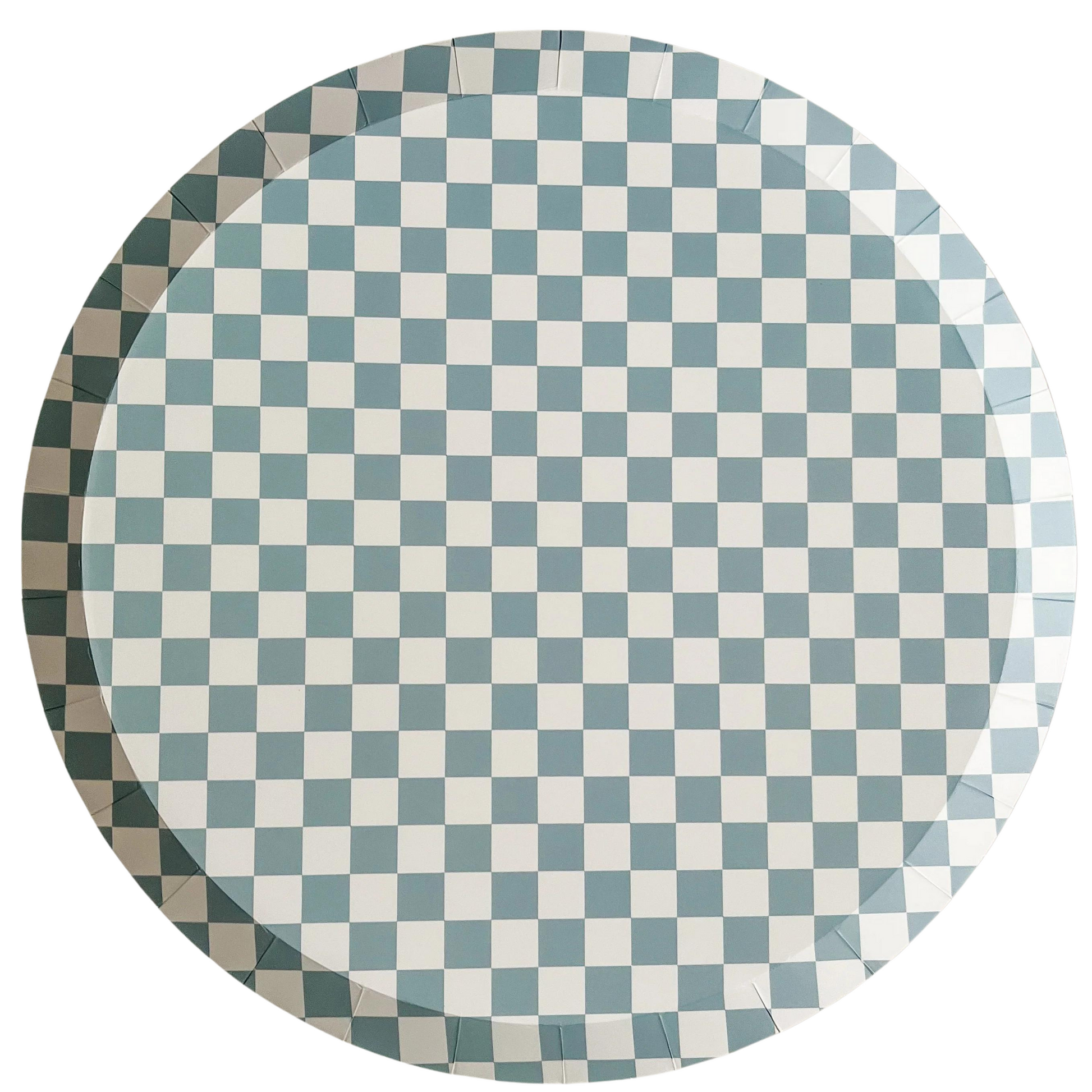 large blue and white checkered paper plates by Josi James 