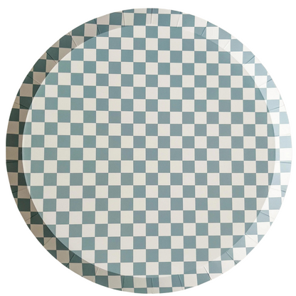 large blue and white checkered paper plates by Josi James 