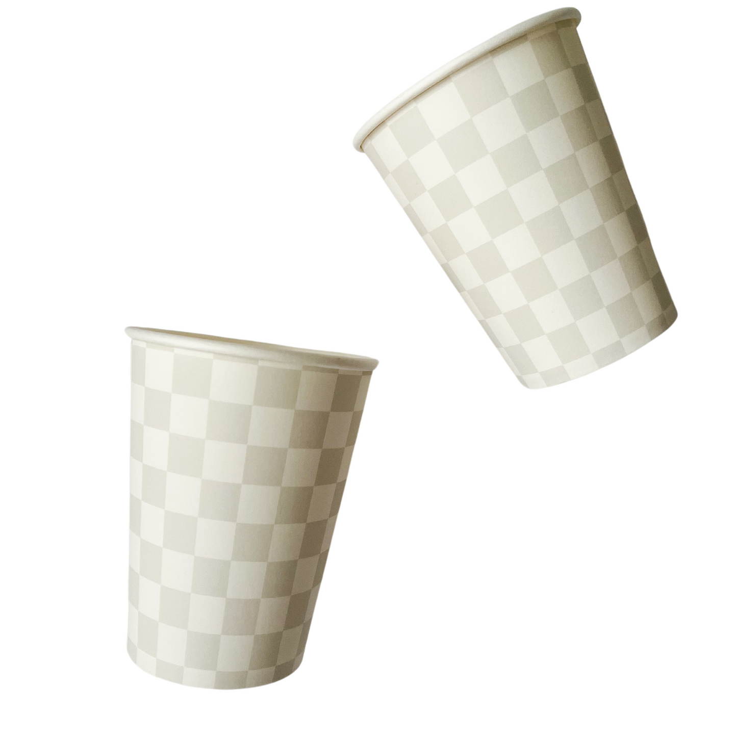 checkered grey and white cups - pack of 8 by Josi James