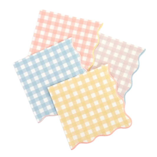 large gingham napkins by meri meri pack of 20 in 4 colours 