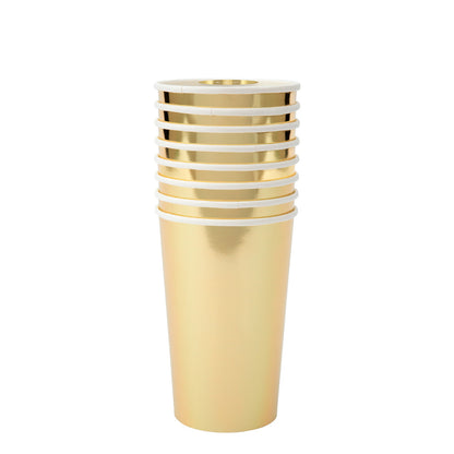 large gold highball cups by meri meri