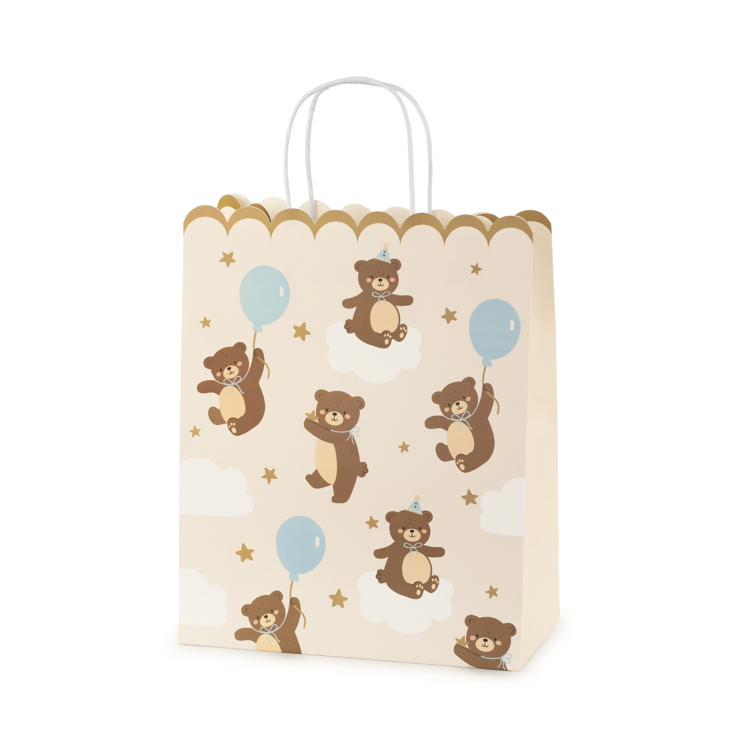 large teddy bear icon gift bag with scalloped boarded 