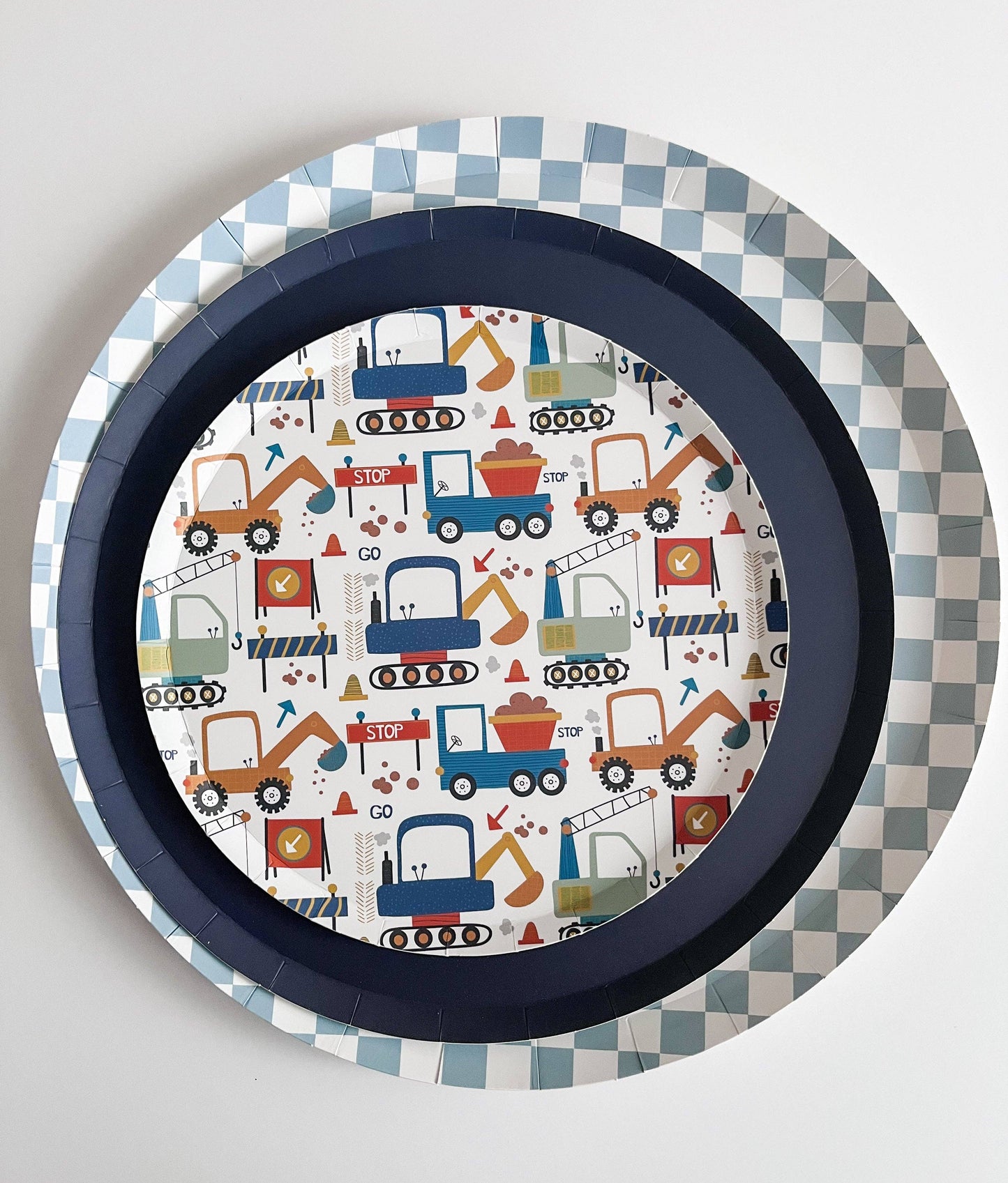 LARGE BLUE CHECKERED PLATES