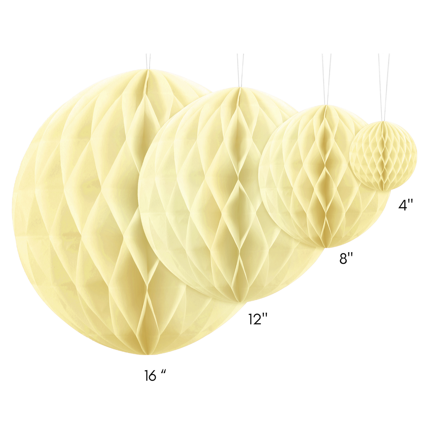 light yellow honeycomb hanging decor in 4 sizes 