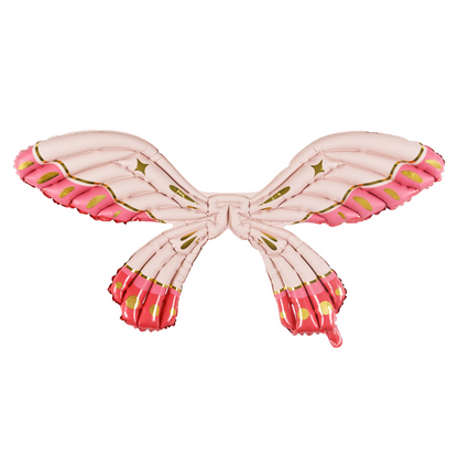 matte pink butterfly wings foil balloon with string included