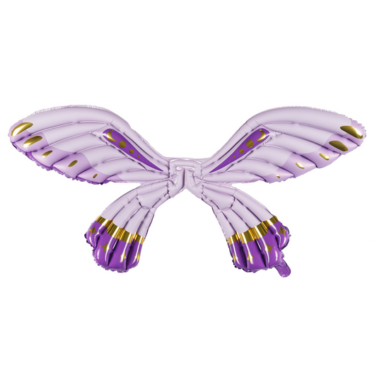 matte purple butterfly wings foil balloon with string 
