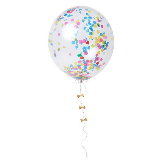 clear balloon with rainbow confetti