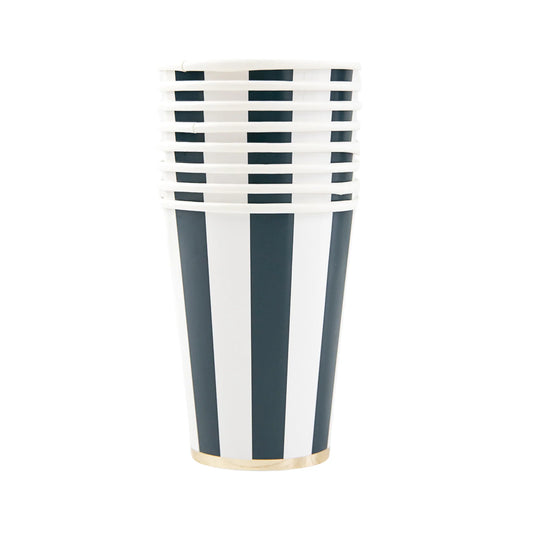 MIDNIGHT BLUE CABANA STRIPE CUPS