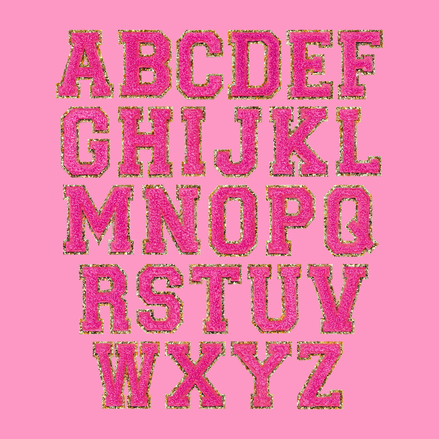 MINI CHENILLE VARSITY LETTER PATCH - HOT PINK