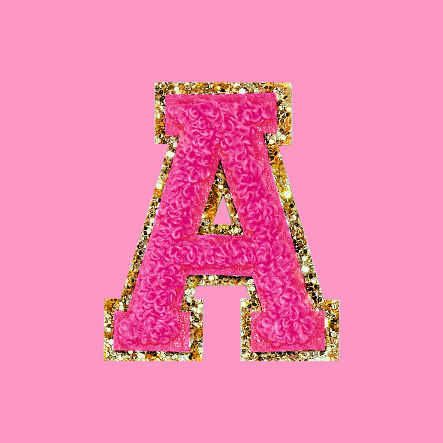 MINI CHENILLE VARSITY LETTER PATCH - HOT PINK