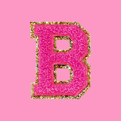 MINI CHENILLE VARSITY LETTER PATCH - HOT PINK