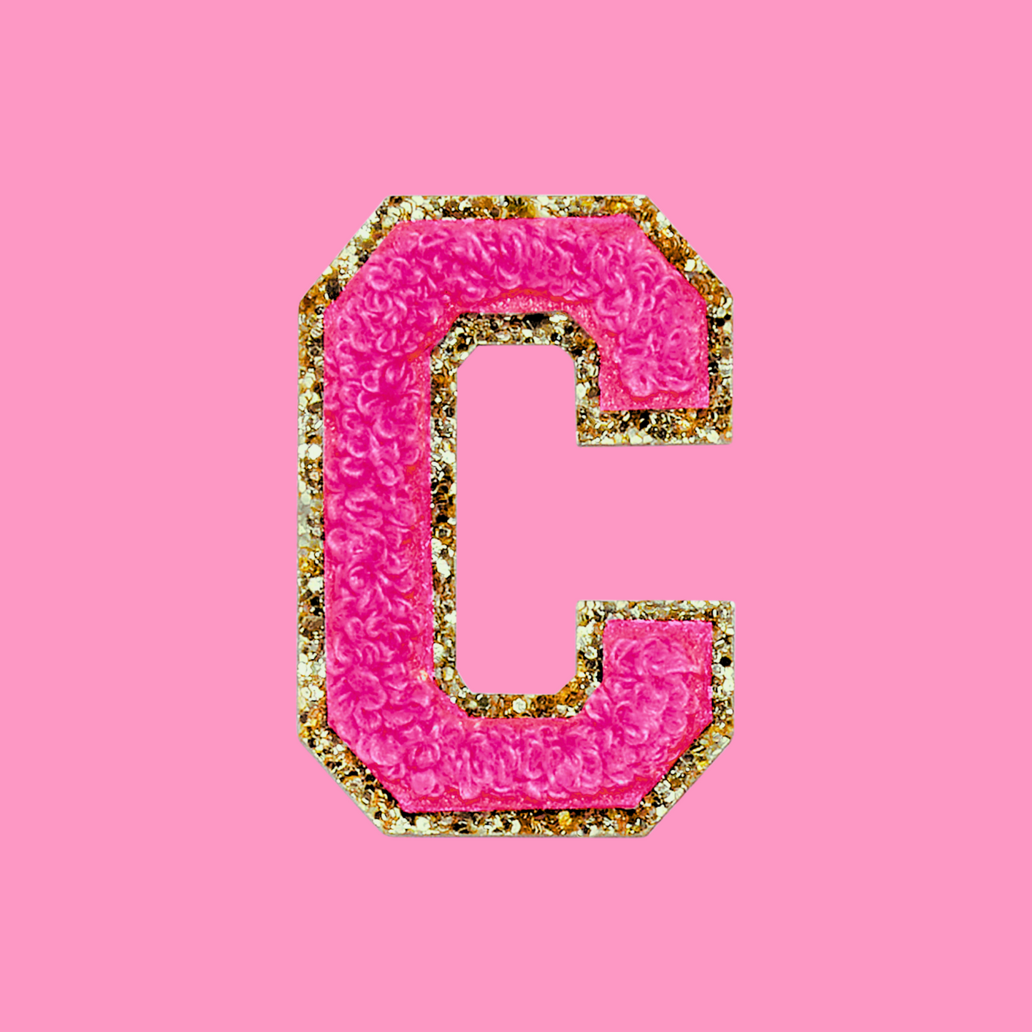 MINI CHENILLE VARSITY LETTER PATCH - HOT PINK