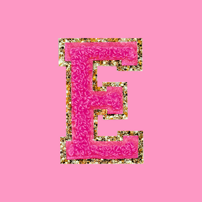 MINI CHENILLE VARSITY LETTER PATCH - HOT PINK