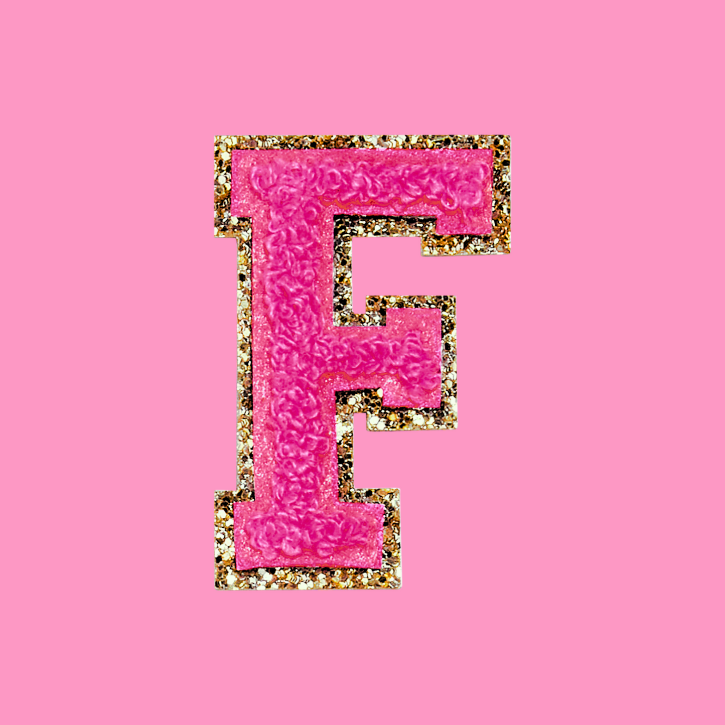 MINI CHENILLE VARSITY LETTER PATCH - HOT PINK