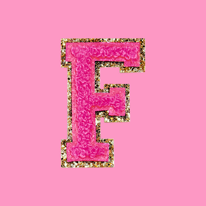 MINI CHENILLE VARSITY LETTER PATCH - HOT PINK