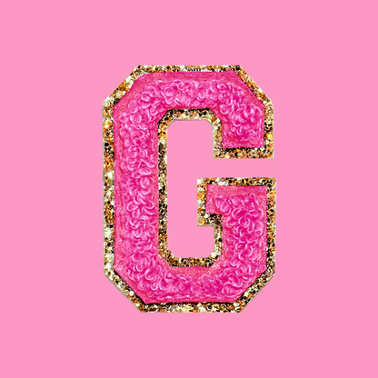 MINI CHENILLE VARSITY LETTER PATCH - HOT PINK