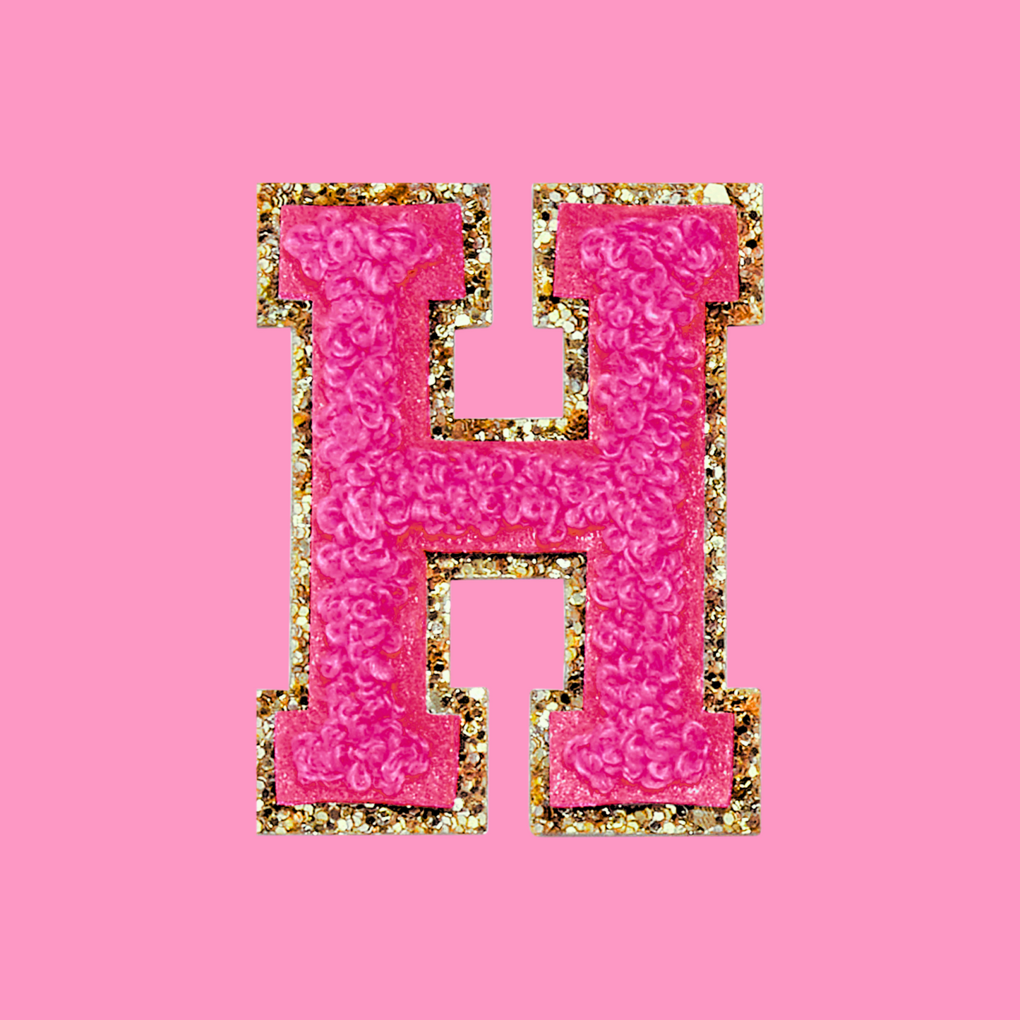 MINI CHENILLE VARSITY LETTER PATCH - HOT PINK