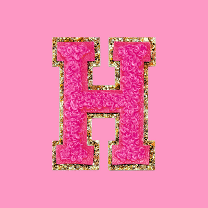 MINI CHENILLE VARSITY LETTER PATCH - HOT PINK