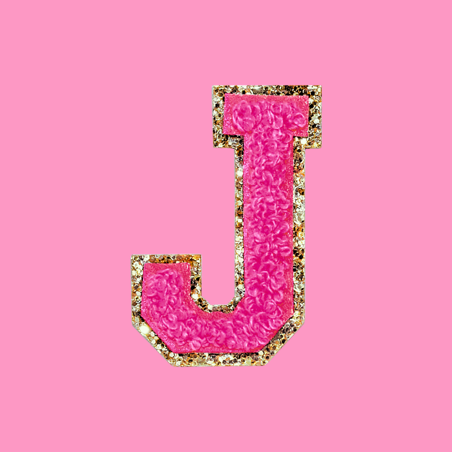 MINI CHENILLE VARSITY LETTER PATCH - HOT PINK