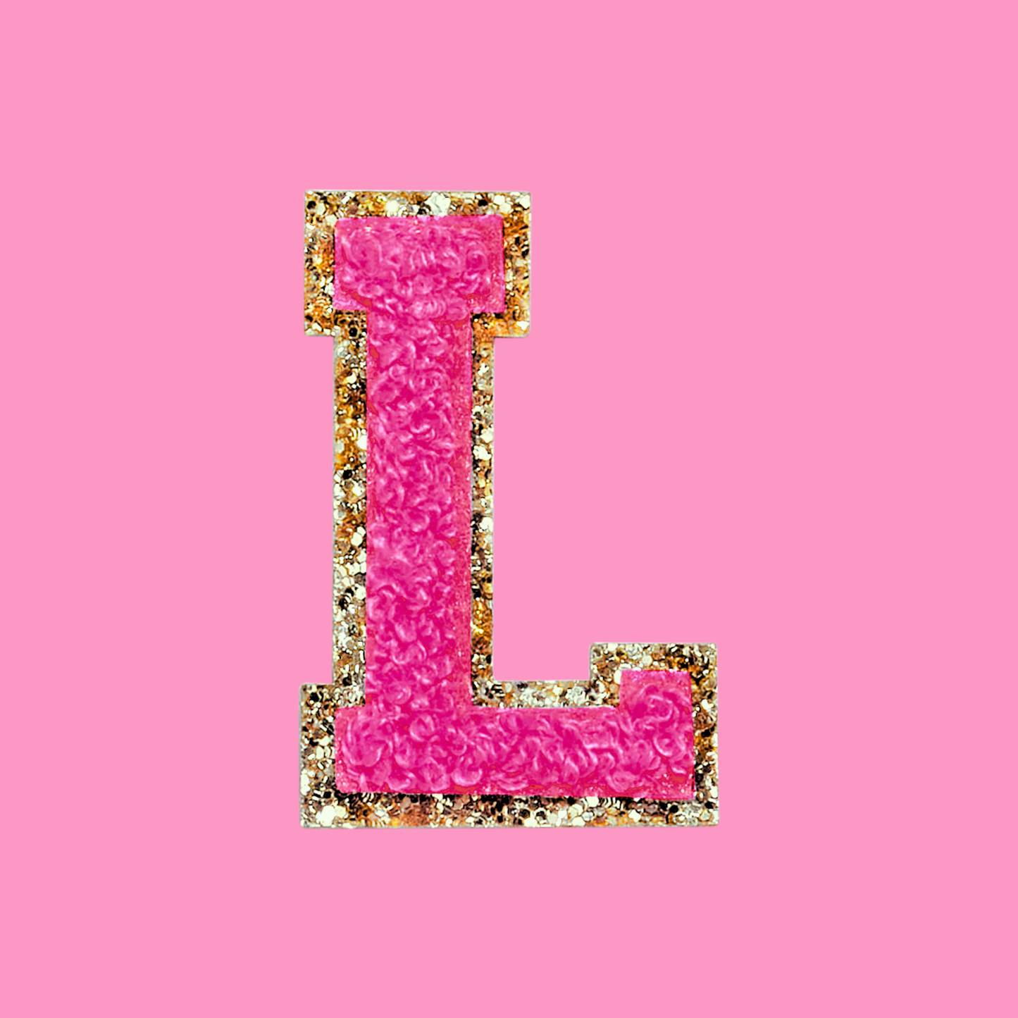 MINI CHENILLE VARSITY LETTER PATCH - HOT PINK