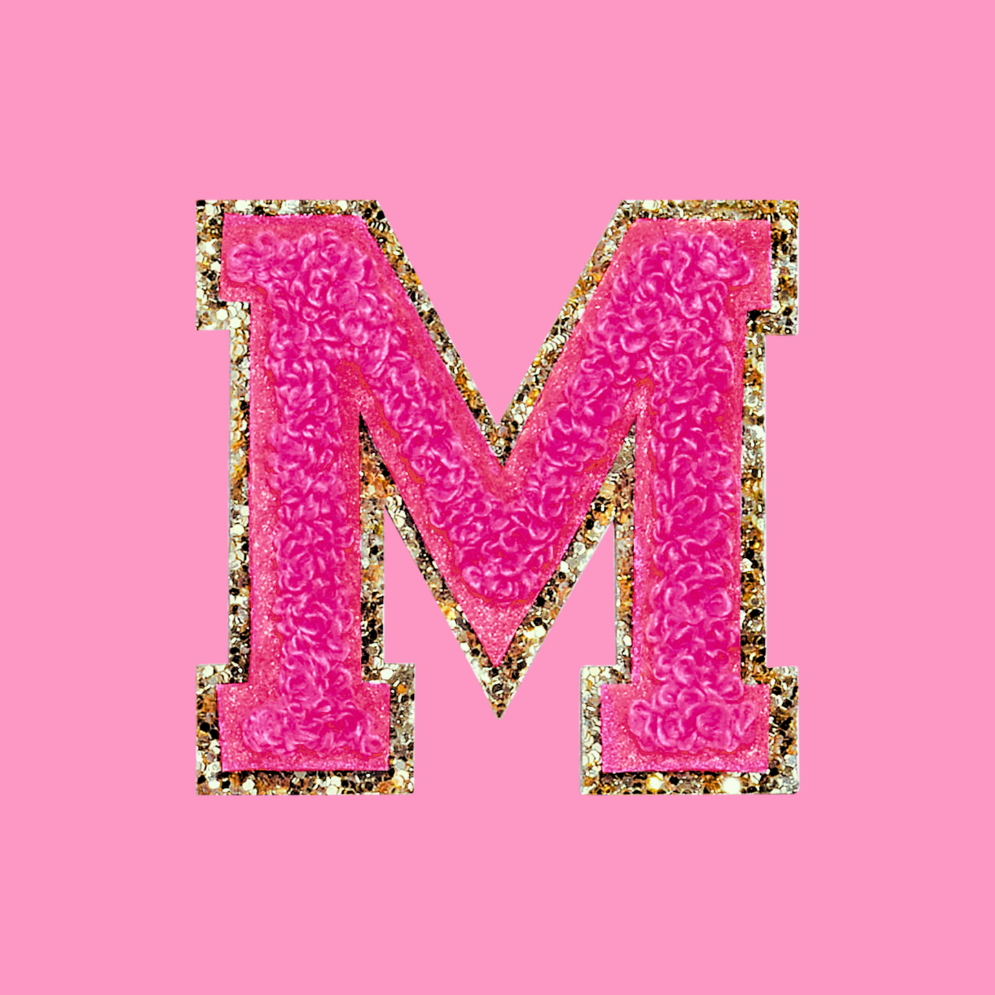 MINI CHENILLE VARSITY LETTER PATCH - HOT PINK