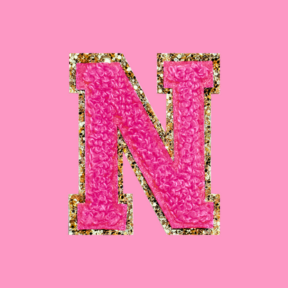 MINI CHENILLE VARSITY LETTER PATCH - HOT PINK