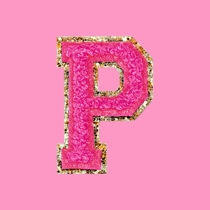 MINI CHENILLE VARSITY LETTER PATCH - HOT PINK