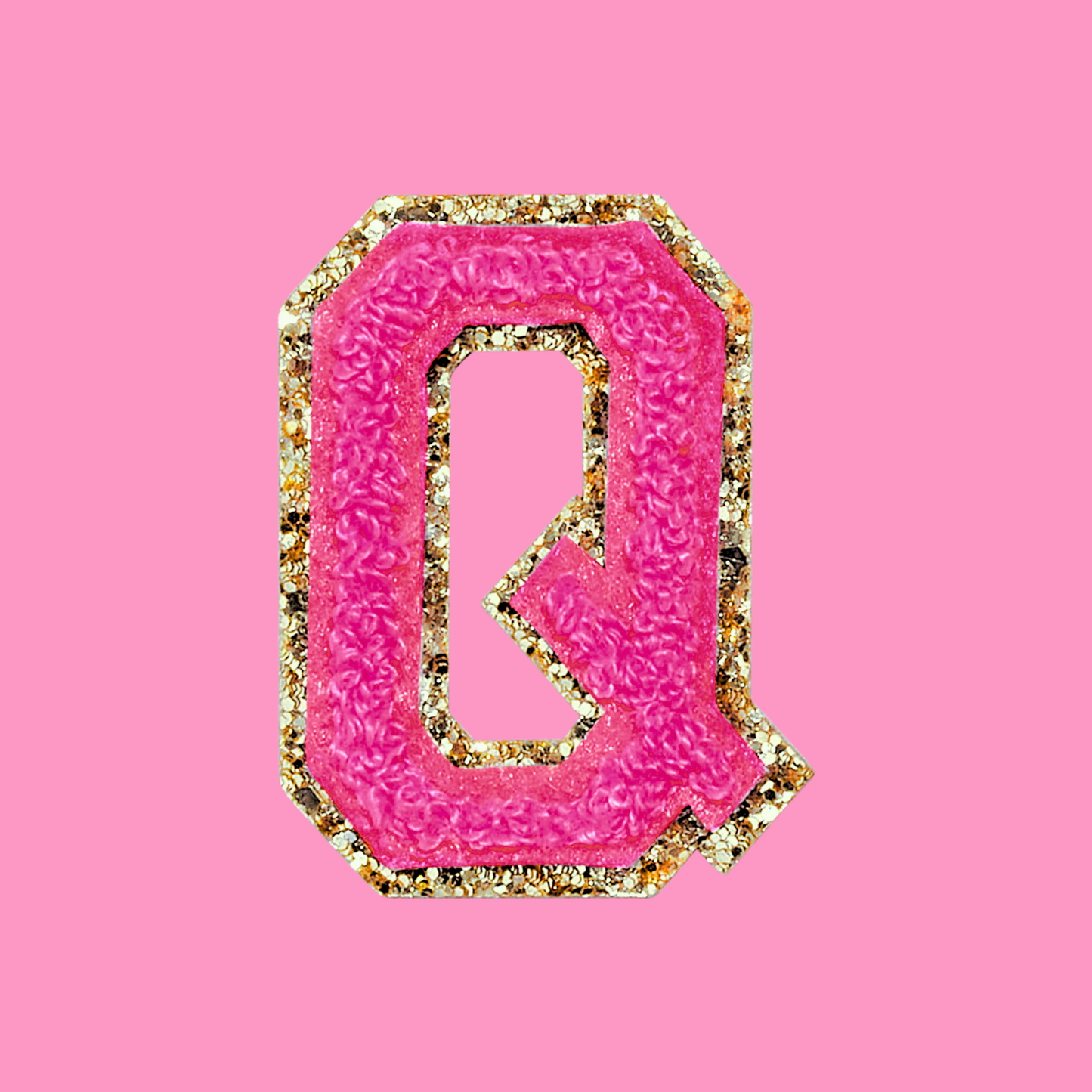 MINI CHENILLE VARSITY LETTER PATCH - HOT PINK