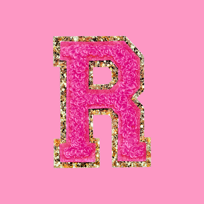 MINI CHENILLE VARSITY LETTER PATCH - HOT PINK