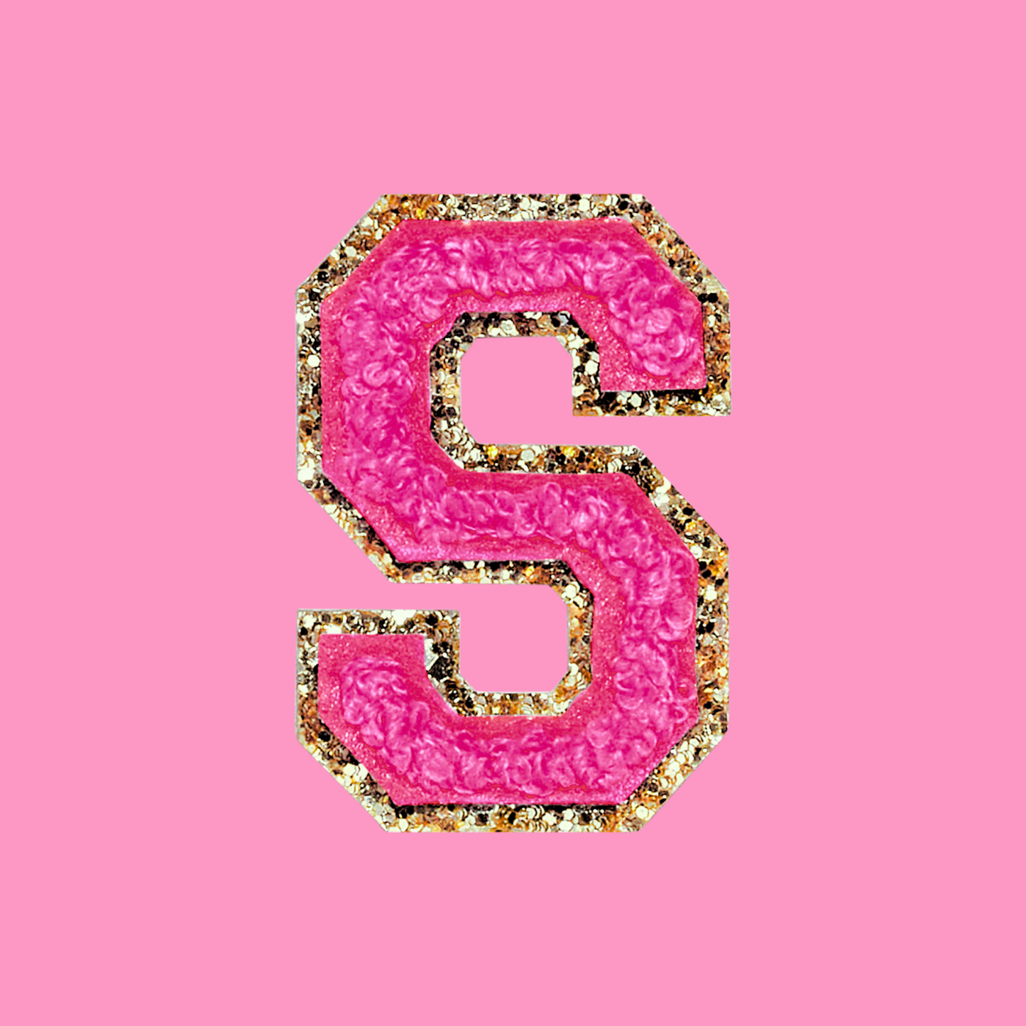 MINI CHENILLE VARSITY LETTER PATCH - HOT PINK