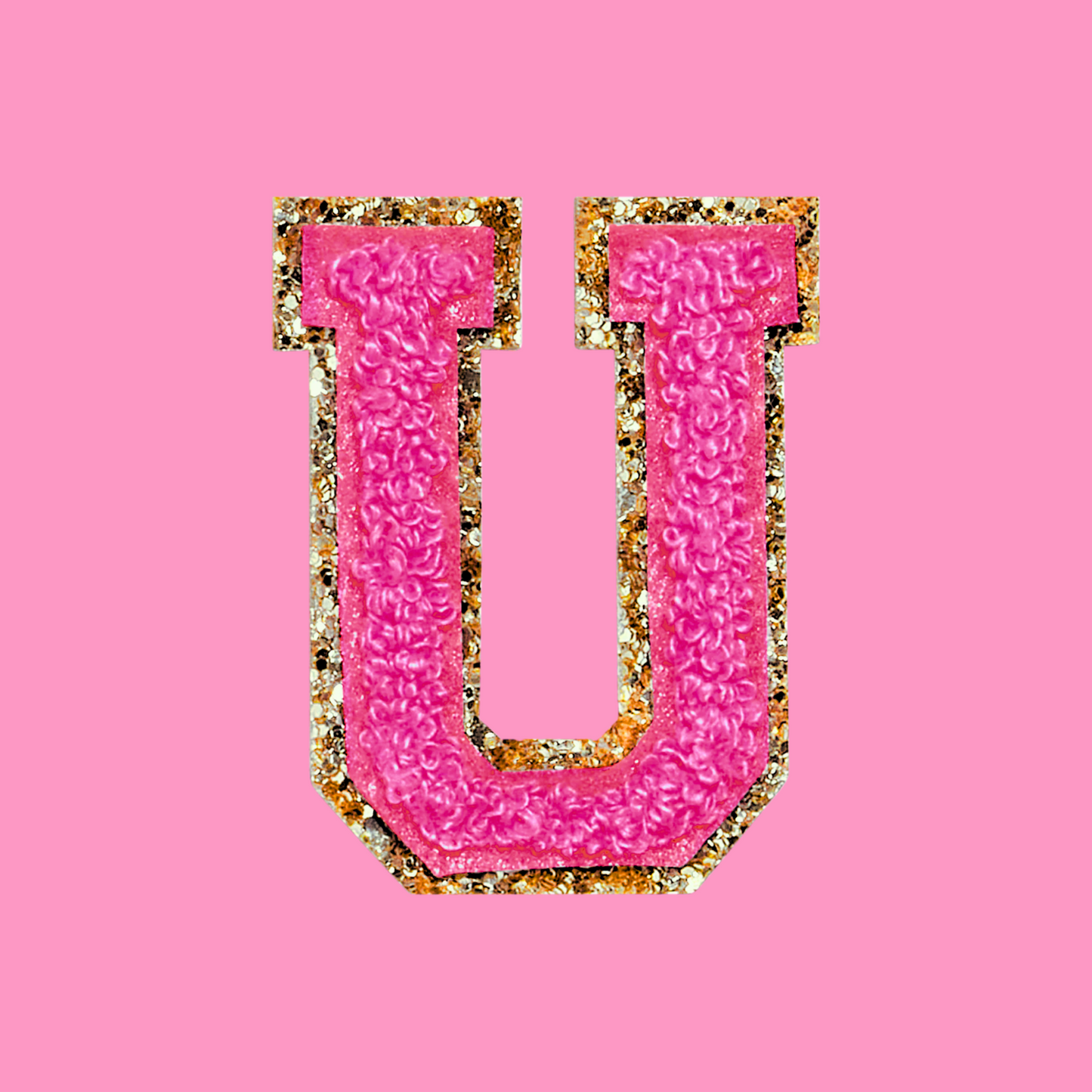 MINI CHENILLE VARSITY LETTER PATCH - HOT PINK