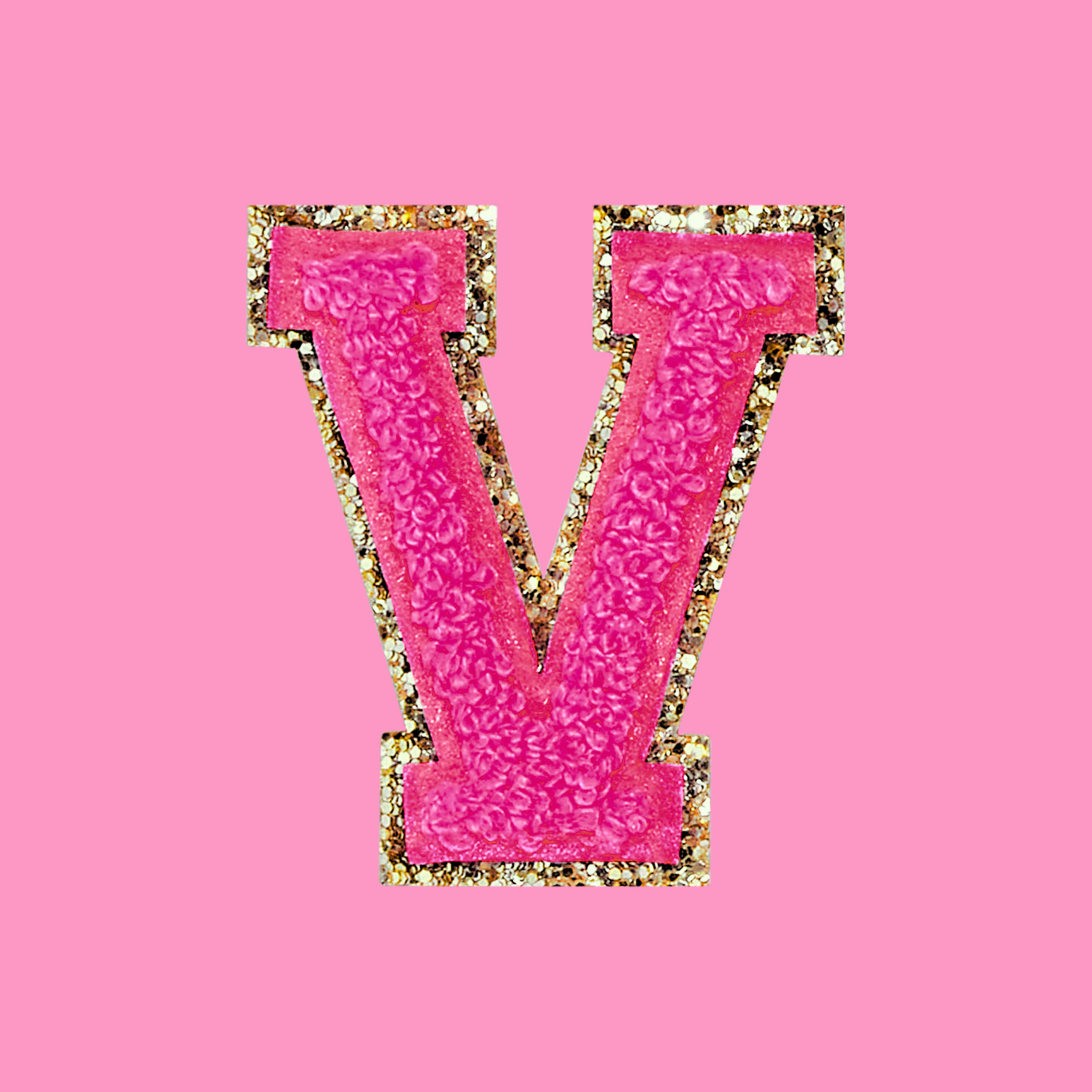 MINI CHENILLE VARSITY LETTER PATCH - HOT PINK