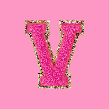 MINI CHENILLE VARSITY LETTER PATCH - HOT PINK