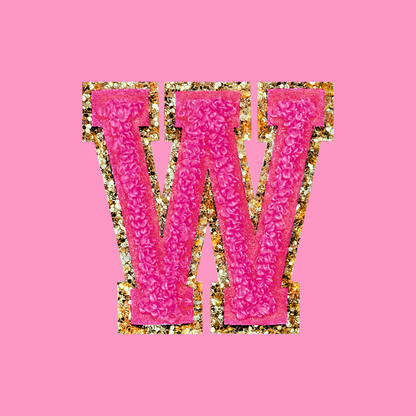 MINI CHENILLE VARSITY LETTER PATCH - HOT PINK