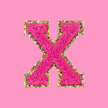 MINI CHENILLE VARSITY LETTER PATCH - HOT PINK