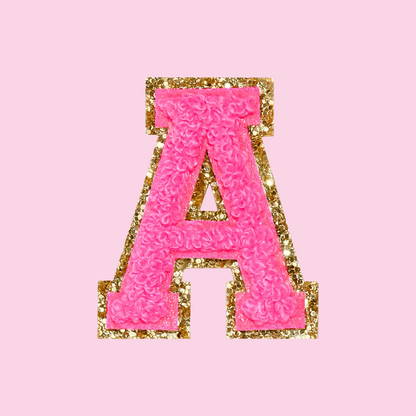 MINI CHENILLE VARSITY LETTER PATCH - NEON PINK