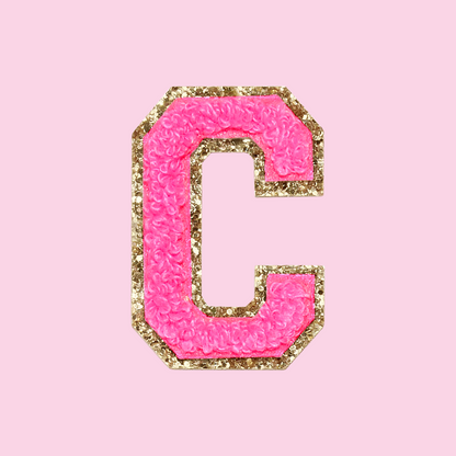 MINI CHENILLE VARSITY LETTER PATCH - NEON PINK